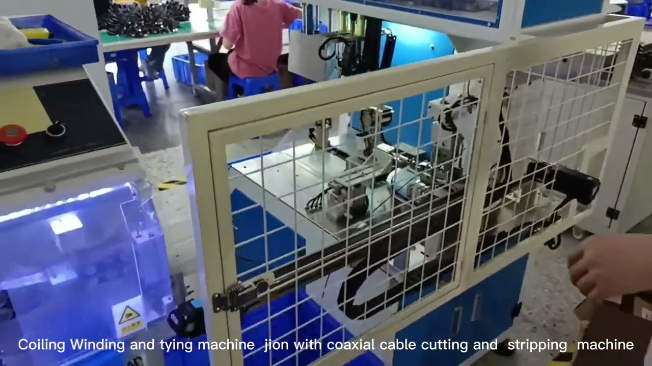 Coiling Winding and tying machine  jion with coaxial cable cutting stripping machine